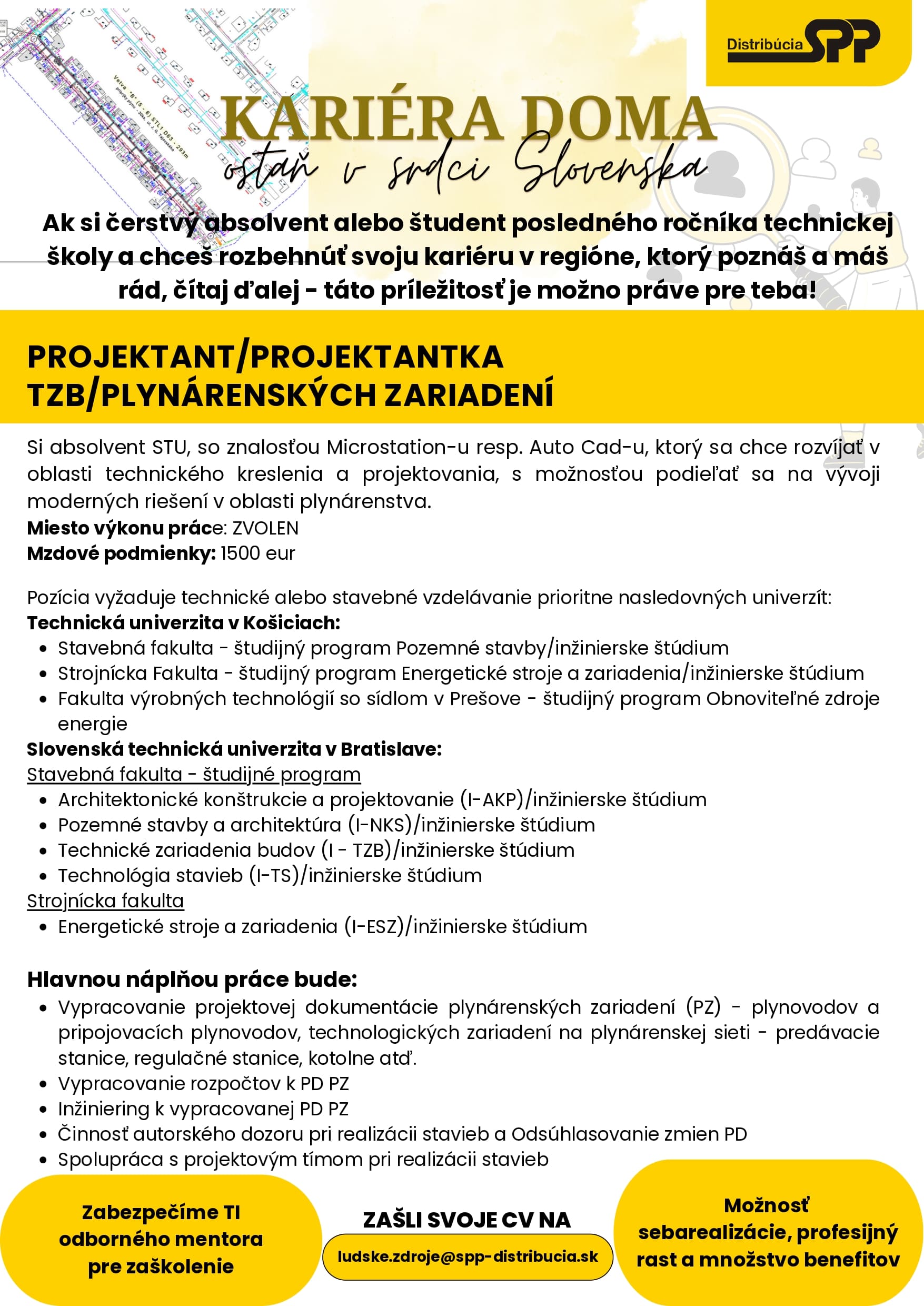 SPP Distribúcia hľadá projektanta/projektantku TZB/plynárenských zariadení