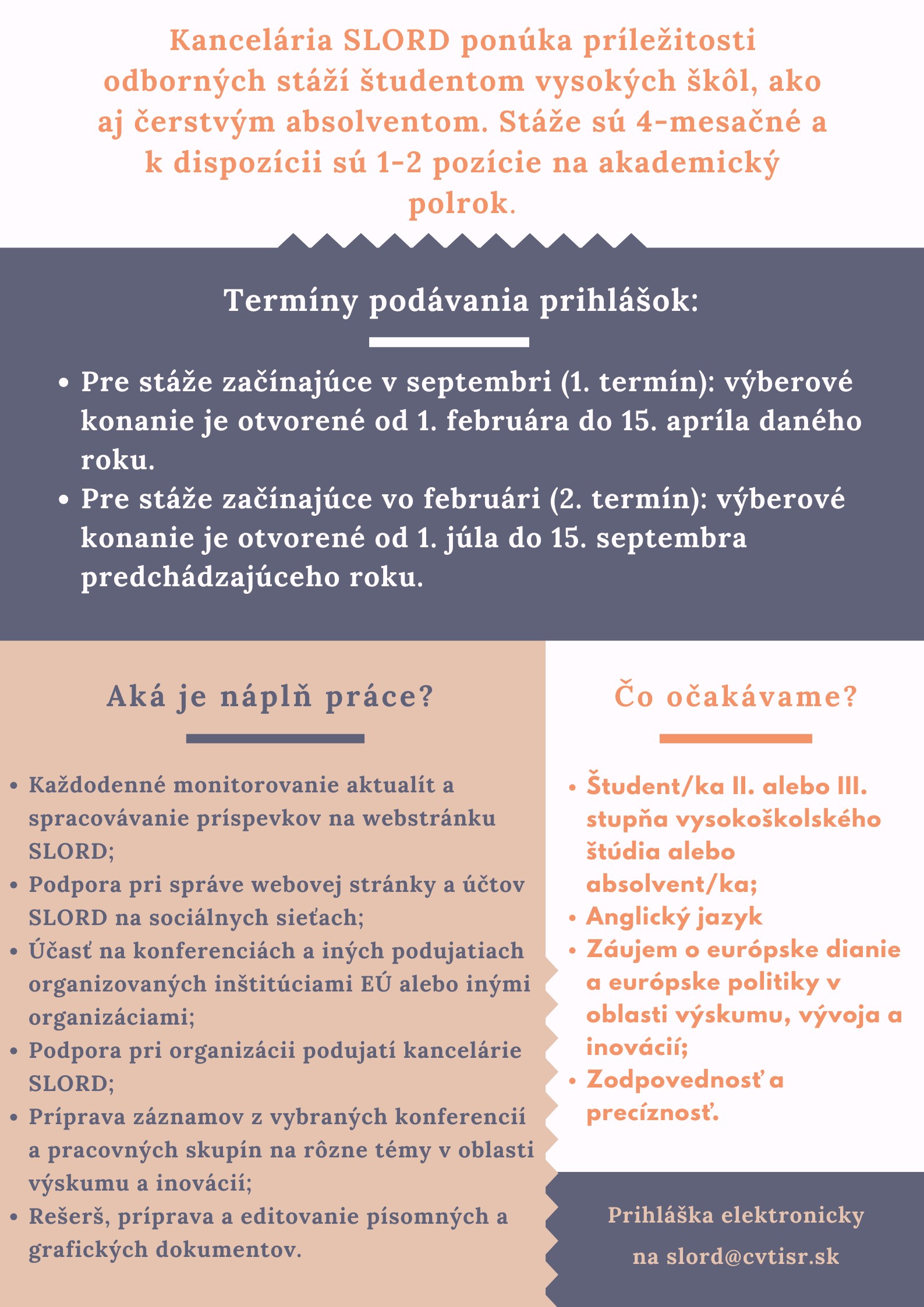 Výberové konanie pre stáže od septembra 2025 - Styčná kancelária SR pre výskum a vývoj v Bruseli (SLORD)