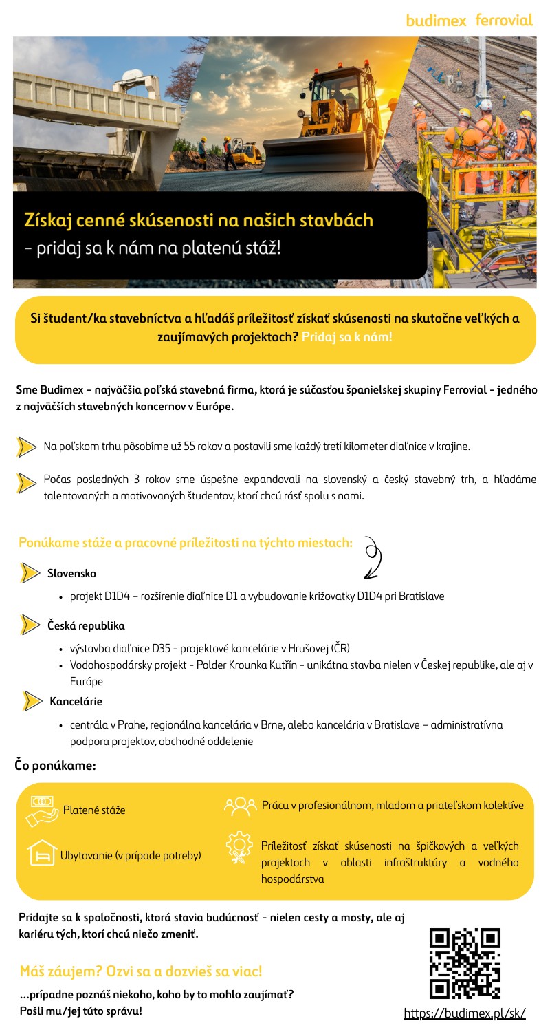Získaj cenné skúsenosti na našich stavbách – pridaj sa k nám na platenú stáž!