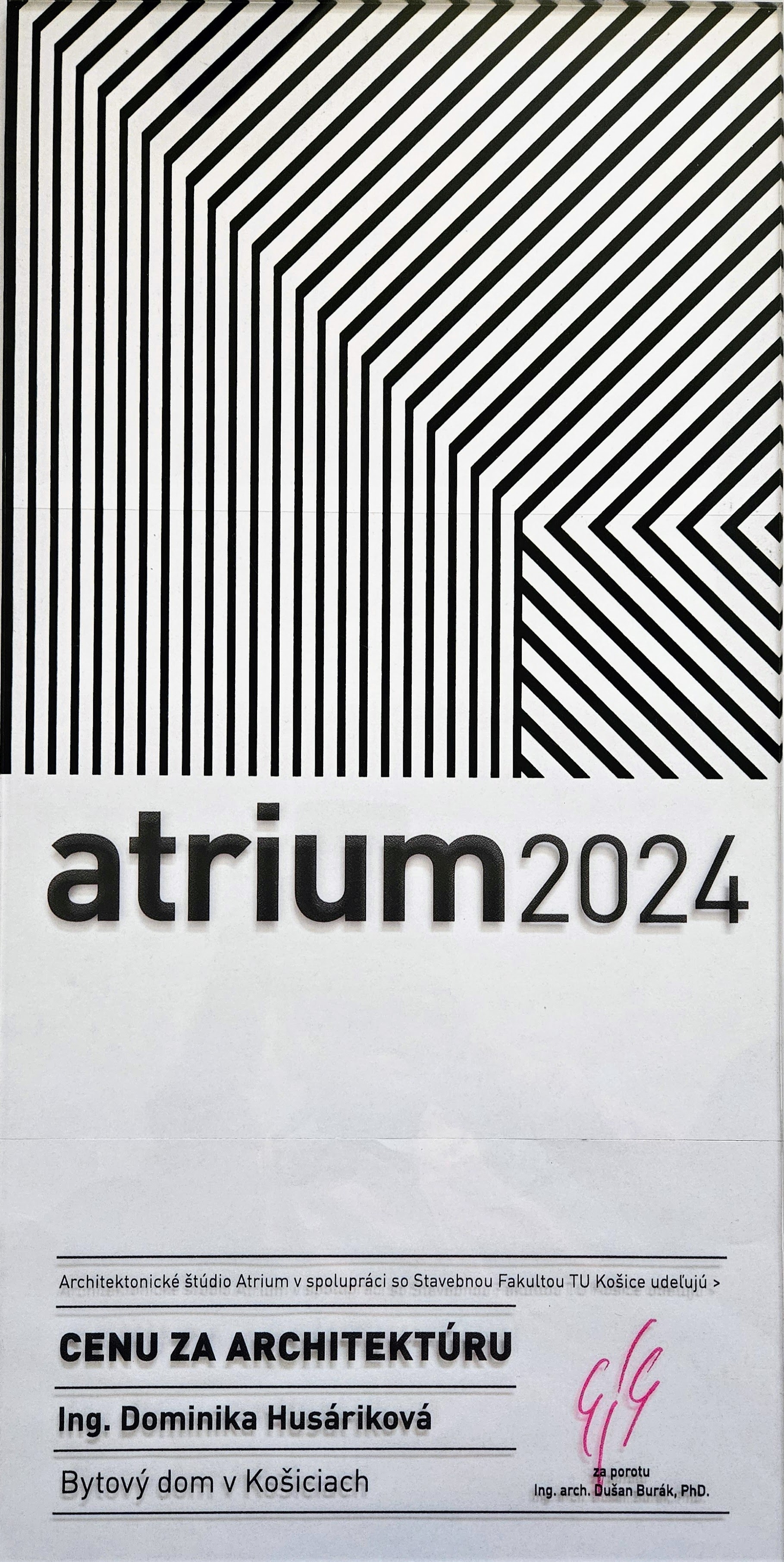 Cenu za architektúru v akademickom roku 2023/2024 získala Ing. Dominika Husáriková