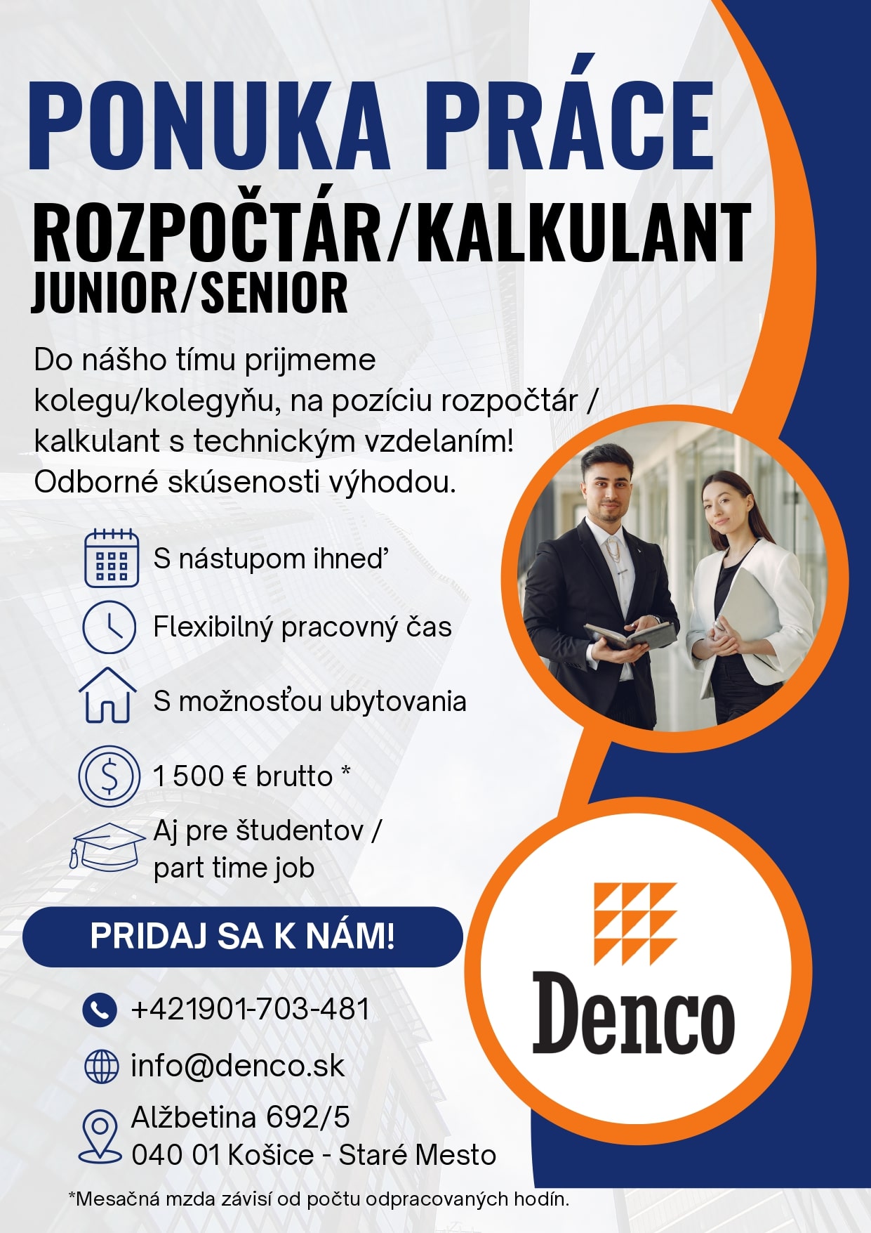 Ponuka práce pre študentov – rozpočtár / kalkulant stavieb