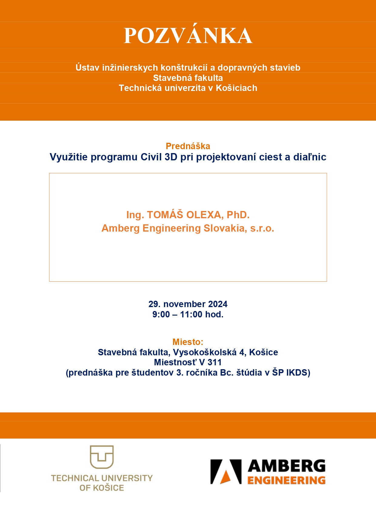Prednáška k programu Civil 3D – 29. november 2024