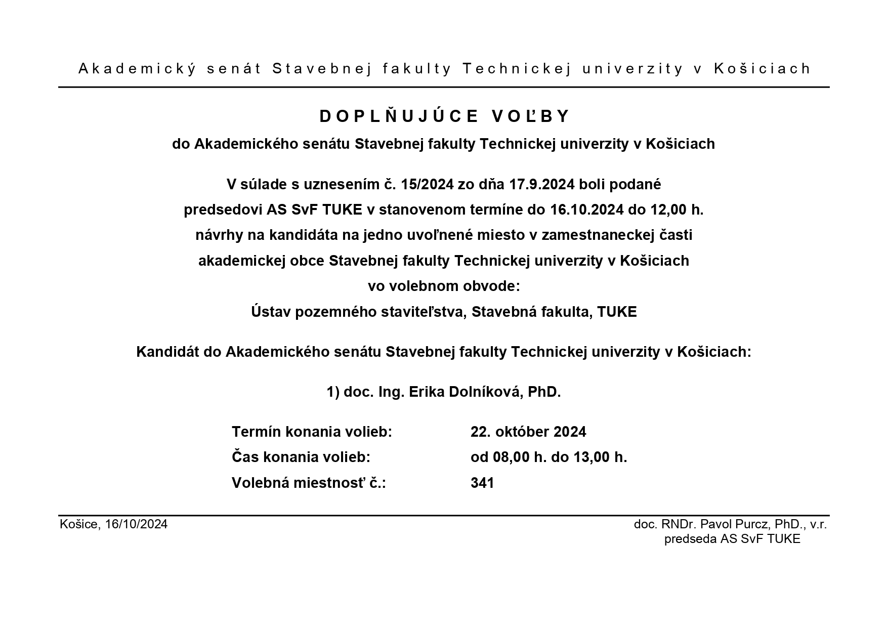 Kandidáti do AS SvF TUKE – Doplňujúce voľby (zamestnanecká časť) – UPS SvF TUKE