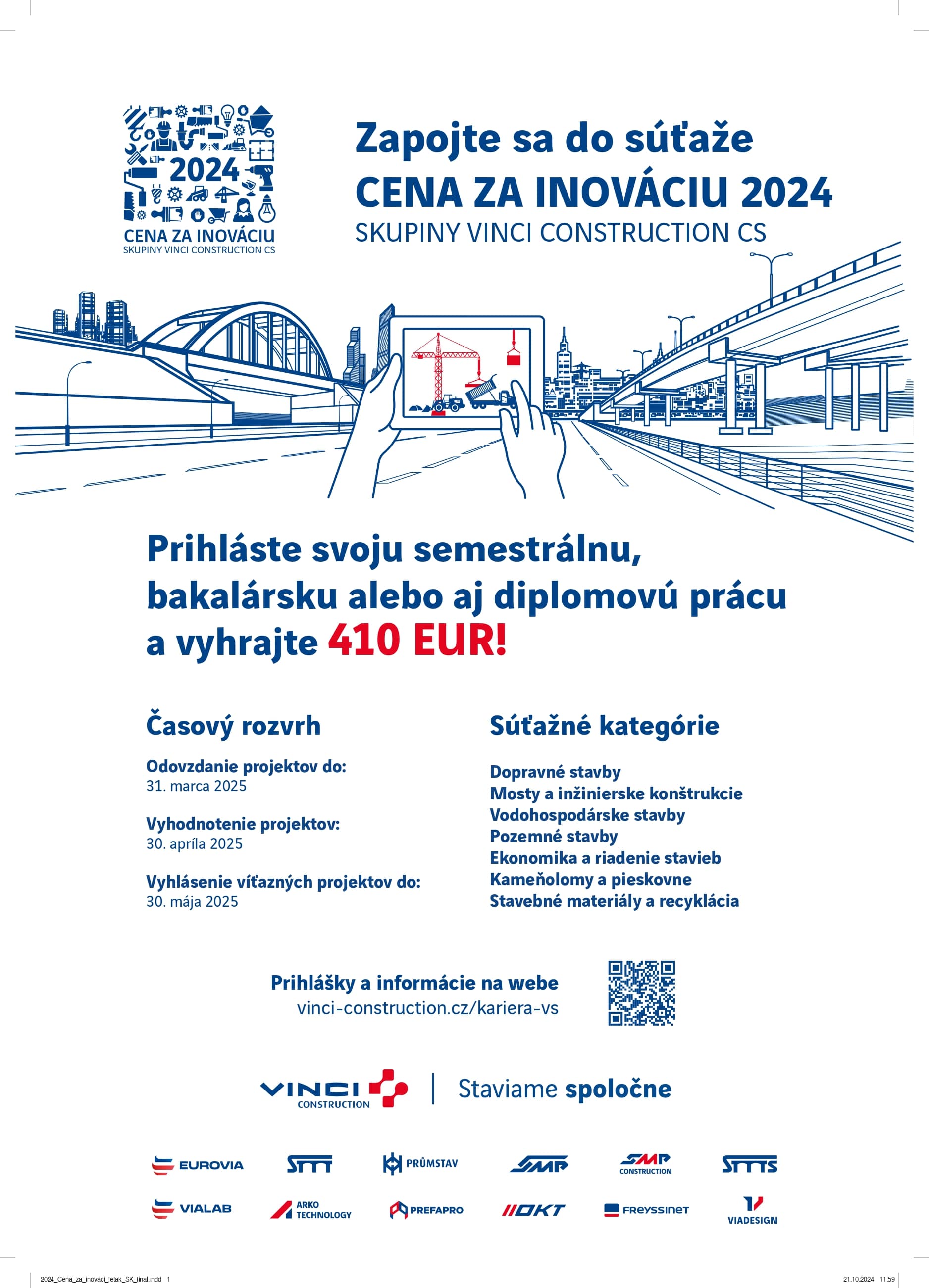 Skupina Vinci Construction CS vyhlásila súťaž – Cena inovácie pre študentov
